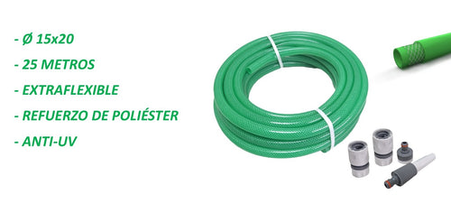 MANGUERA DE JARDIN LATEX EXTRAFLEXIBLE REFORZADA DIAM. 15 - 25 MTS.